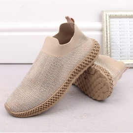S.Barski Deportivas slip-on de mujer con circonitas beige D&amp;A TW121 4