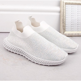 S.Barski Deportivas slip-on de mujer con circonitas blancas D&amp;A TW121 blanco 5
