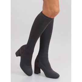 Botas calcetín tacón ancho gris 4