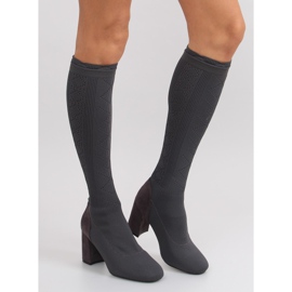 Botas calcetín tacón ancho gris 5