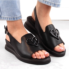 Sandalias cuña mujer piel negra Filippo DS6069 negro 6
