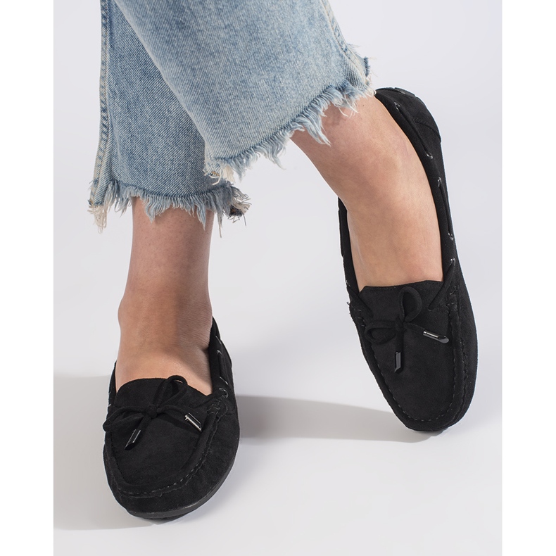 Mocasines cómodos de ante negro para mujer 1 Mocasines cómodos de ante negro para mujer 1