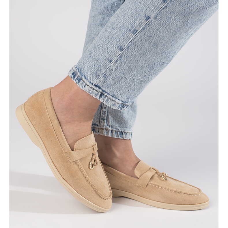 Mocasines mujer ante beige 2