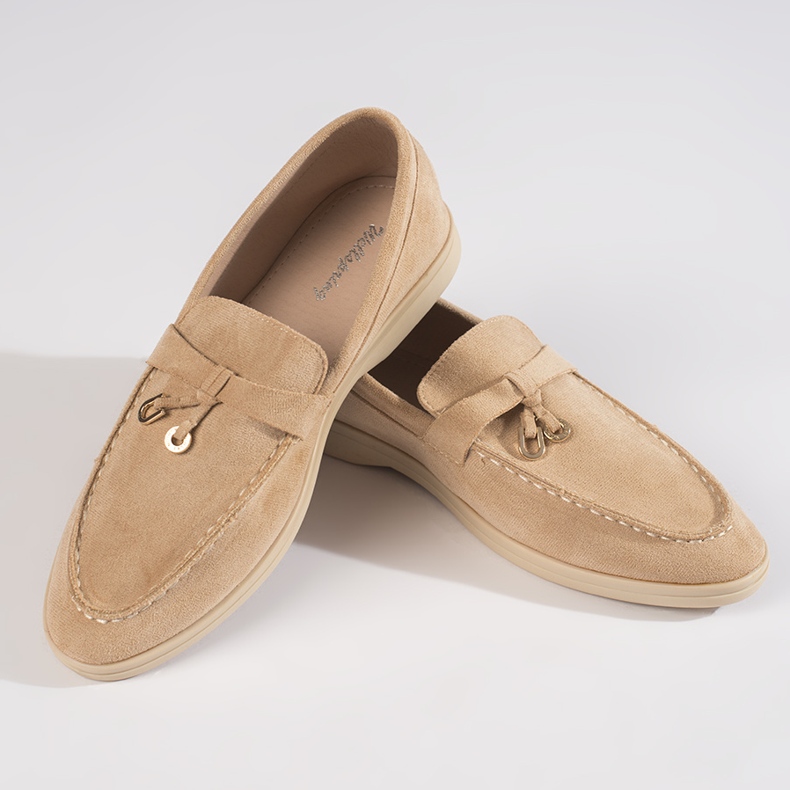 Mocasines mujer ante beige 1