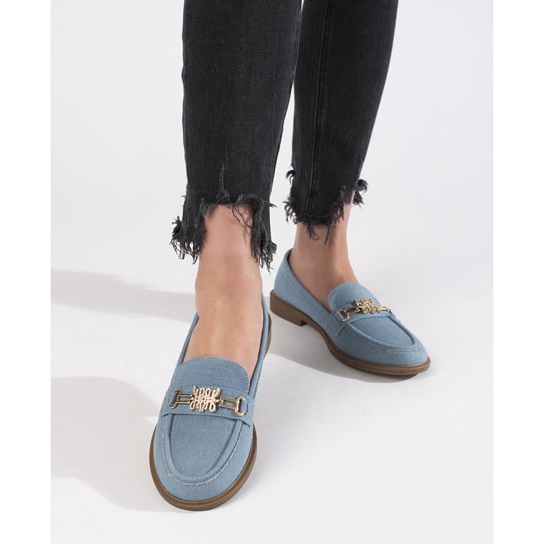 Mocasines de mezclilla de mujer con estilo. azul 2