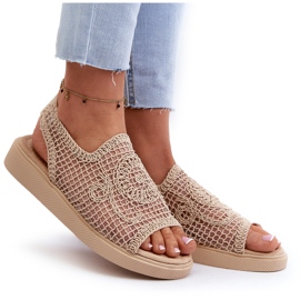 Sandalias Mujer Beige Caladas con Plataforma Mennita 9