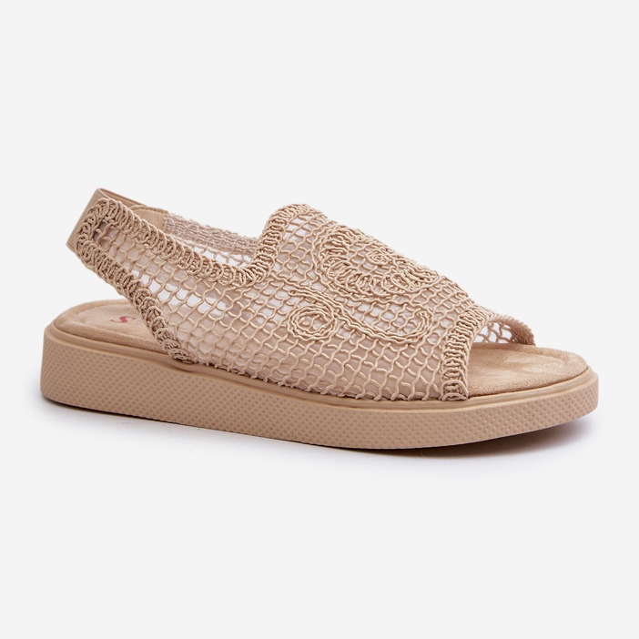 Sandalias Mujer Beige Caladas con Plataforma Mennita 1