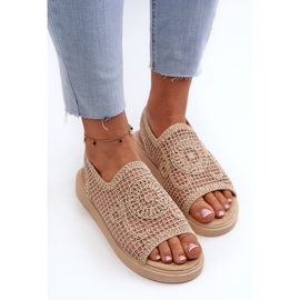 Sandalias Mujer Beige Caladas con Plataforma Mennita 5