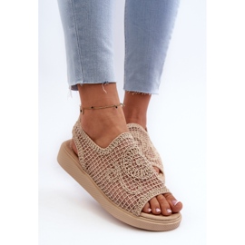 Sandalias Mujer Beige Caladas con Plataforma Mennita 6