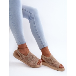 Sandalias Mujer Beige Caladas con Plataforma Mennita 8