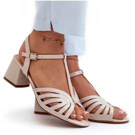 Sandalias Tacón Mujer Charol Sergio Leone SK880 Beige 8