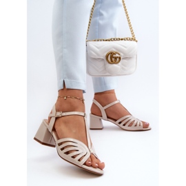 Sandalias Tacón Mujer Charol Sergio Leone SK880 Beige 3