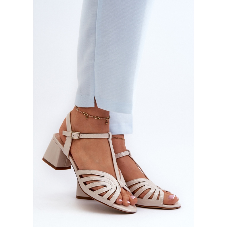 Sandalias Tacón Mujer Charol Sergio Leone SK880 Beige 2