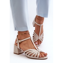 Sandalias Tacón Mujer Charol Sergio Leone SK880 Beige 6