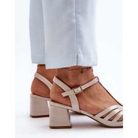 Sandalias Tacón Mujer Charol Sergio Leone SK880 Beige 4