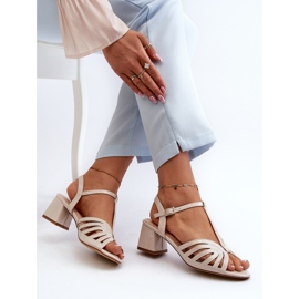 Sandalias Tacón Mujer Charol Sergio Leone SK880 Beige 7