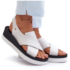 Zazoo 40256 Sandalias Cuña Piel, Blanco 8