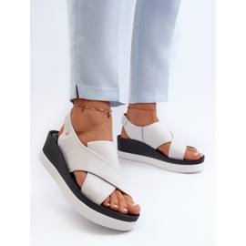 Zazoo 40256 Sandalias Cuña Piel, Blanco 3
