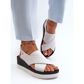 Zazoo 40256 Sandalias Cuña Piel, Blanco 4