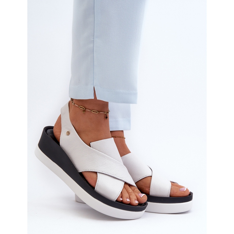 Zazoo 40256 Sandalias Cuña Piel, Blanco 2