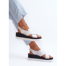 Zazoo 40256 Sandalias Cuña Piel, Blanco 6