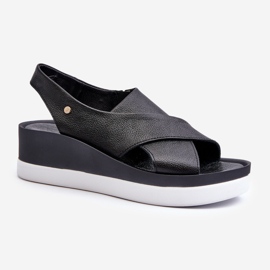 Zazoo 40256 Sandalias Cuña Piel, Negro 2