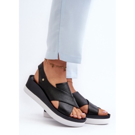 Zazoo 40256 Sandalias Cuña Piel, Negro 3