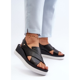Zazoo 40256 Sandalias Cuña Piel, Negro 4
