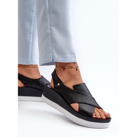 Zazoo 40256 Sandalias Cuña Piel, Negro 6