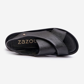 Zazoo 40256 Sandalias Cuña Piel, Negro 7