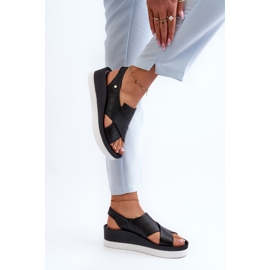 Zazoo 40256 Sandalias Cuña Piel, Negro 8