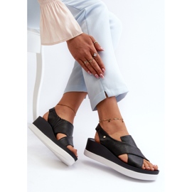 Zazoo 40256 Sandalias Cuña Piel, Negro 1