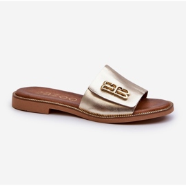 Zazoo 40384 Chanclas Elegantes de Piel para Mujer, Dorado 1