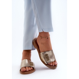 Zazoo 40384 Chanclas Elegantes de Piel para Mujer, Dorado 4