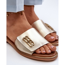 Zazoo 40384 Chanclas Elegantes de Piel para Mujer, Dorado 5