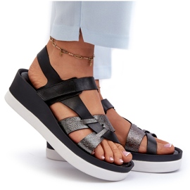 Zazoo 40397 Sandalias Mujer Piel con Plataforma, Negro 9