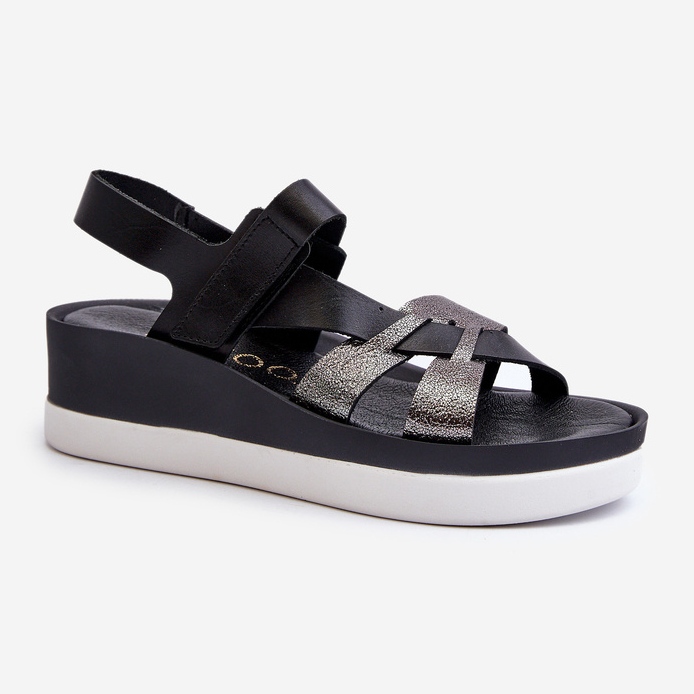 Zazoo 40397 Sandalias Mujer Piel con Plataforma, Negro 1