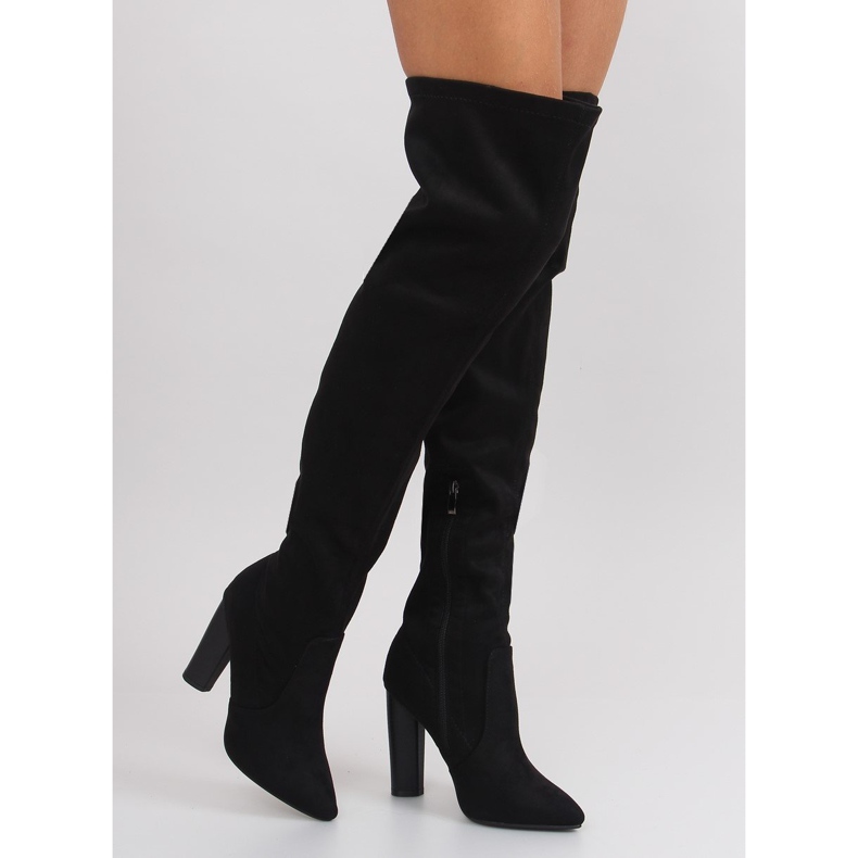 Botas altas de mujer con puntera almendrada negro 1