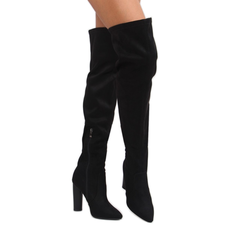 Botas altas de mujer con puntera almendrada negro 2