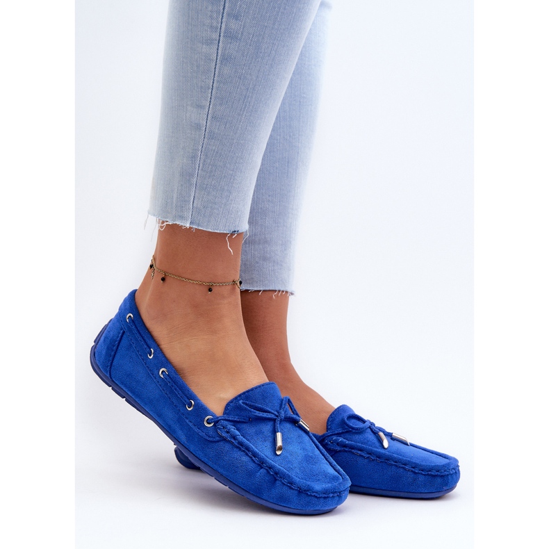 Mocasines de mujer Si Passione de ante azul 2