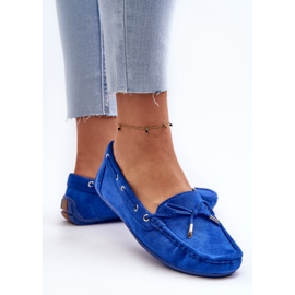Mocasines de mujer Si Passione de ante azul 5