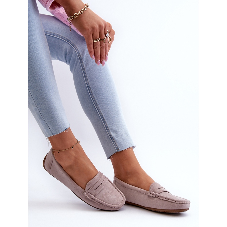 Confly Mocasines de gamuza femenina gris lila lenvie 1