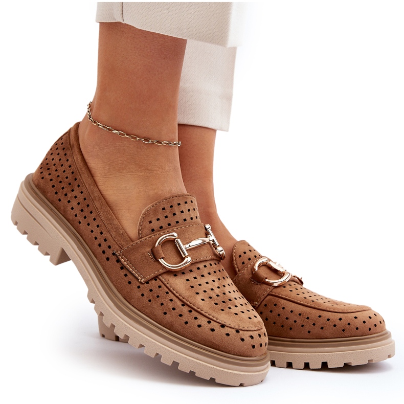 Bellucci Mocasines Calados De Mujer Con Decoración Camel marrón 4