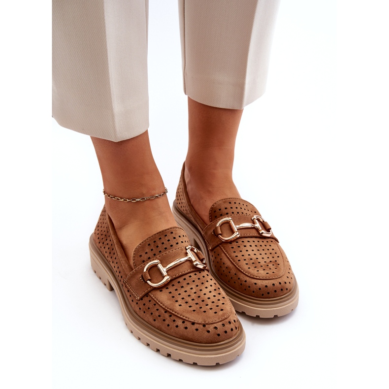 Bellucci Mocasines Calados De Mujer Con Decoración Camel marrón 3