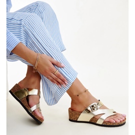 Mules con cuña Donata dorado metalizado 1