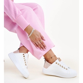Deportivas Antonietta blancas y rosas con pedrería blanco 1