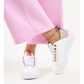Deportivas Antonietta blancas y rosas con pedrería blanco 2