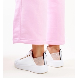 Deportivas Antonietta blancas y rosas con pedrería blanco 4