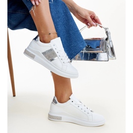 Deportivas Giulia blancas y plateadas con circonitas blanco 2