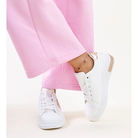 Deportivas Giulia blancas y rosas con pedrería blanco 3